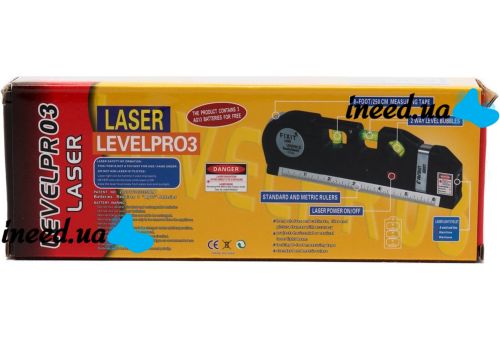 Fixit Laser Levelpro 3 Laser Liquid Level Construction Laser Ruler 2.5 meters Leveling Device with built-in tape measure on batteries
