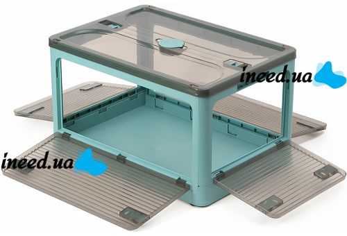 Складаний прозорий органайзер Joybos Foldable Storage Box 43х31х24 см розкладний пластиковий ящик на коліщатках для зберігання речей, одягу та постільної білизни