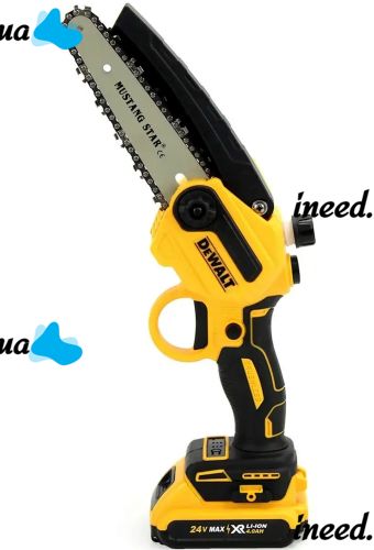 Аккумуляторная цепная мини пила DeWalt DCM160N 24V 4AH шина 20 см на 2 аккумулятора, электропила 8 дюймов с автоматической смазкой цепи в кейсе