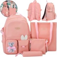 School bag Set Fashion SG5017 4 in 1 for girls, teenage school kit, backpack for 16 liters shopper bag pencil case, satchel with Pink badge