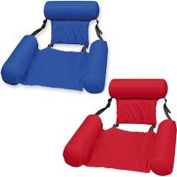 Inflatable Swimming Seat Swimming Pool Float Chair Beach Water Chair Pool Hammock, Folding Floating Chair, Hammock Chair Blue Red