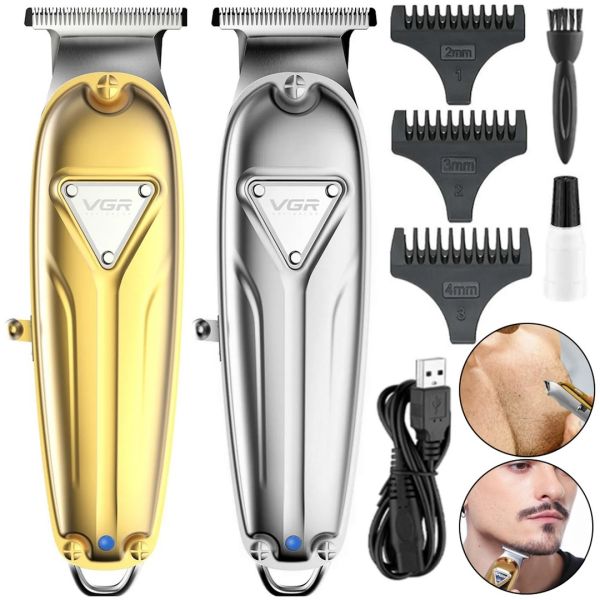 Rechargeable Hair Clipper VGR V-056 Wireless Male Trimmer for Cutting and Edging Beard and Mustache with Replaceable Nozzles V056