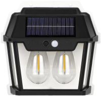 Вуличний настінний світильник Coba Solar Wall Lamp HW-888 - 2W акумуляторний підвісний ліхтар на сонячній батареї з датчиком руху 2 лампи 3 режими