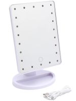 Косметическое сенсорное зеркало для макияжа Magic MakeUp Mirror вращается на 180 настольное зеркало на подставке с подсветкой 22 LED USB Белое