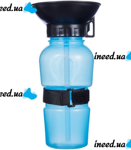 Портативна Дорожня поїлка для собак Aqua Dog Petshy PET Bottle 500 мл автоматична прогулянкова пляшка для води з чашею в дорогу ПЕТ ботл