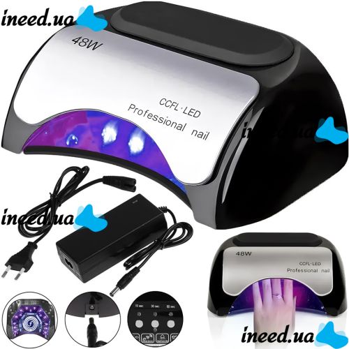 Гібридна ультрафіолетова LED лампа Sun Nail System K18 48W для манікюру і педикюру CCFL UV Lamp з датчиком руху і таймером для сушіння гель лаку