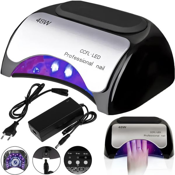 Гибридная ультрафиолетовая LED лампа Sun Nail System K18 48W для маникюра и педикюра CCFL UV Lamp с датчиком движения и таймером для сушки гель лака