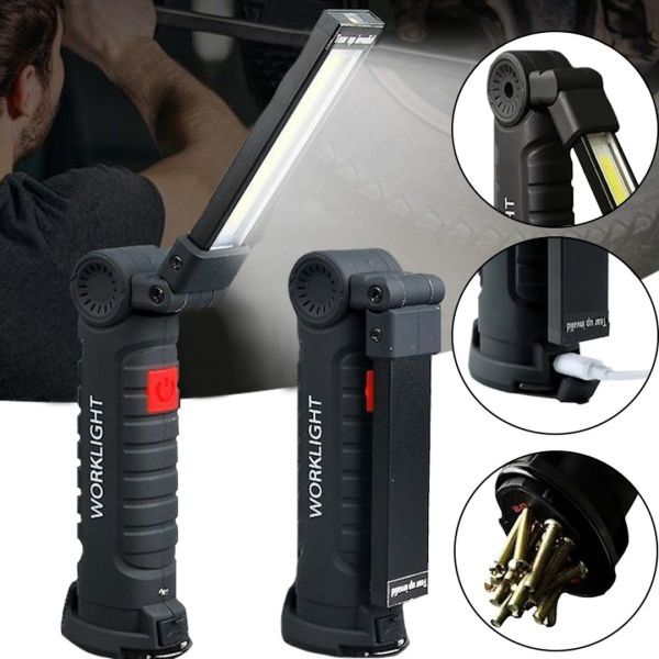 Аккумуляторный складной светильник Worklight W-52 LED COB 360° фонарь с магнитом и крючком 5 режимов, Светодиодный фонарик для кемпинга 5W G52