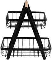 Металева двоярусна корзина підставка Fruit Storage Rack Z12-B21 для зберігання фруктів і овочів, настільна етажерка Фруктовниця на 2 яруси
