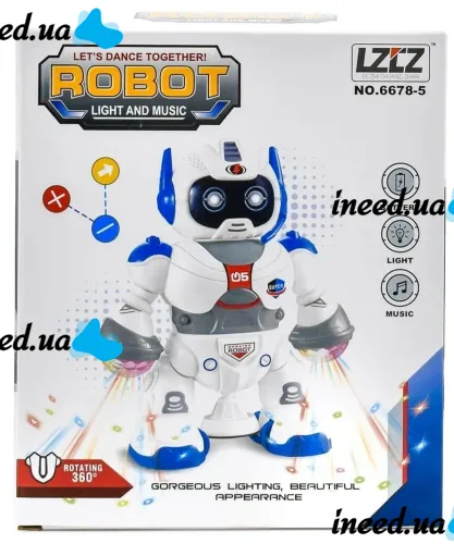 Танцующий робот Dancing Robot Light and Music LZCZ 6678-5 с подсветкой для детей, Детский светящийся робот игрушка со светом на батарейках