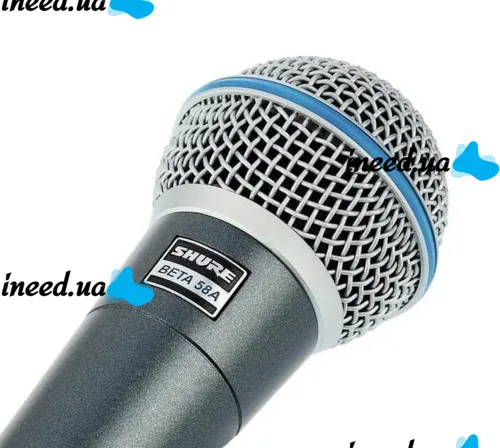 Динамический проводной микрофон Shure Beta 58A ручной для пения, Вокальный шнуровой микрофон Шур для записи голоса и караоке с чехлом Черный