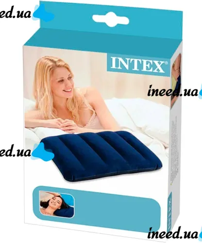 Intex Inflatable Pillow 68672 47x30 cm Tourist Inflatable Pillow Flocked for Swimming and Travel Head Pad for Camping Blue
