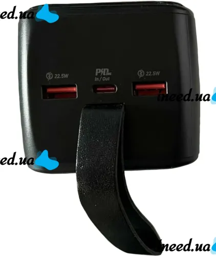 Зовнішній акумулятор Borofone Power Bank BJ14D 50000mah Black на 2 USB 22.5 W і USB-C 20W, УМБ Повербанк батарея з ремінцем для зарядки телефону Чорний