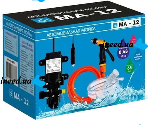 Автомобільна мийка високого тиску Power Wash CW-102 12V 100W Мембранний насос DP-537 5,5 л / хв для кемпінгу і миття машини від прикурювача MA-12