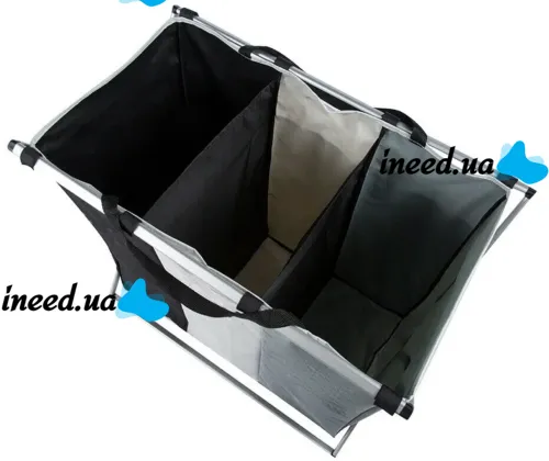 Складна корзина органайзер Laundry Basket B14 для сортування брудної білизни на 3 відсіки 120л, білизняний ящик для речей з 3 відділеннями у ванну
