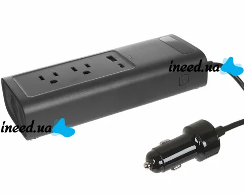 Автомобільний перетворювач напруги з 12V на 220v Baseus RNBQ-A01 150W інвертор з швидкою зарядкою CN EU 2 розетки type-C USB від прикурювача