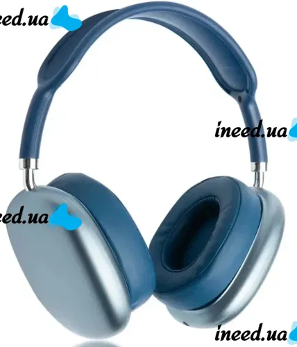Накладні бездротові навушники Bluetooth Macaron P9 Max з Aux, повнорозмірні блютуз стереонавушники зі слотом карти пам'яті MicroSD, TF Card сині