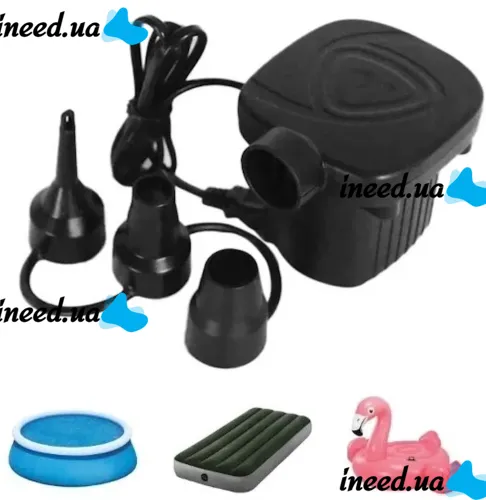 Electric automatic compressor pump Lebecom Air Pump GR-109 for inflating air mattresses, balls and boats 3 adapters 220V from the mains