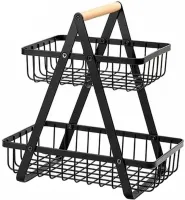 Металева двоярусна корзина підставка Fruit Storage Rack Z12-B21 для зберігання фруктів і овочів, настільна етажерка Фруктовниця на 2 яруси