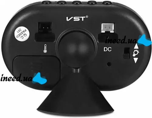 Автомобильные часы VST-7009V с термометром и вольтметром в салон автомобиля с зеленой LED подсветкой, Авточасы от батареек и прикуривателя в машину