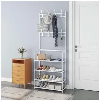 Підлогова вішалка для одягу в передпокій New simple floor clothes rack 60х29, 5х151 см Універсальна металева пересувна металева стійка Біла