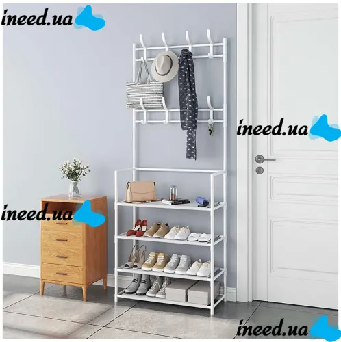 Підлогова вішалка для одягу в передпокій New simple floor clothes rack 60х29, 5х151 см Універсальна металева пересувна металева стійка Біла