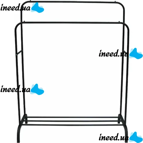Подвійна стійка вішалка Double Floor Hanger 162х130 см для одягу і полицею для взуття, підлогова стійка-вішалка зі штангою на ніжках до 30 кг чорна