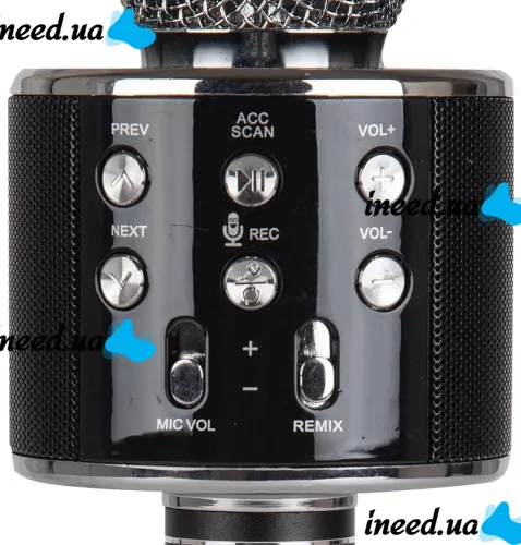 Беспроводной караоке микрофон WSTER WS-858 Bluetooth USB AUX FM со встроенным динамиком 5W, блютуз микрофон с регулятором громкости Q858 для пения
