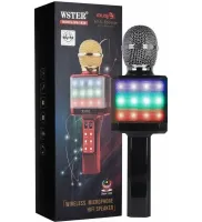 Бездротовий караоке мікрофон WSTER WS - 1828 Bluetooth USB AUX FM з вбудованою колонкою і 4 тембрами голосу на акумуляторі з динаміком Ws1828 Чорний