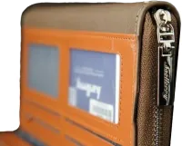 Чоловічий шкіряний гаманець клатч Baellerry Guero S1393 Brown для зберігання кредитних карт монет на змійці, чоловіче портмоне для купюр Коричневий