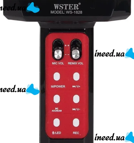 Бездротовий караоке мікрофон WSTER WS - 1828 Bluetooth USB AUX FM з вбудованою колонкою і 4 тембрами голосу на акумуляторі з динаміком Ws1828 Чорний