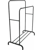 Подвійна стійка вішалка Double Floor Hanger 162х130 см для одягу і полицею для взуття, підлогова стійка-вішалка зі штангою на ніжках до 30 кг чорна
