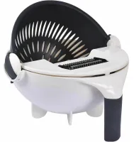 Vegetable Slicer Wet Basket Vegetable Cutter 9 in 1 set of nozzles for slicing vegetables and fruits, manual rotating grater-vegetable slicer multi-slicer with basket