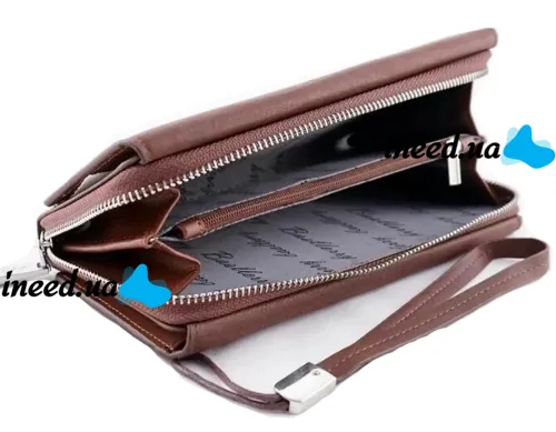 Чоловічий шкіряний гаманець клатч Baellerry Guero S1393 Brown для зберігання кредитних карт монет на змійці, чоловіче портмоне для купюр Коричневий