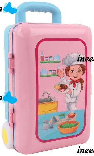 Children's Educational Playset kitchen Happy Chef 2in1, Large children's kitchen in a suitcase on wheels 678-206A