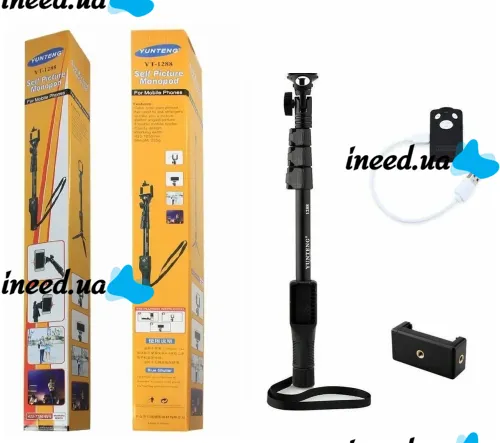 Yunteng YT-1288 Professional Tripod Monopod Phone and Camera Holder with Bluetooth Remote Control, Extendable Handheld Tripod Monopod, Selfie Stick