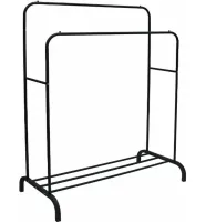 Подвійна стійка вішалка Double Floor Hanger 162х130 см для одягу і полицею для взуття, підлогова стійка-вішалка зі штангою на ніжках до 30 кг чорна