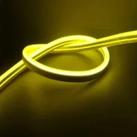 Світлодіодна силіконова стрічка LED NEON 0729 Yellow 5 м з блоком живлення, універсальна неонова гнучка підсвітка 12v-220v 5m в силіконі Жовта