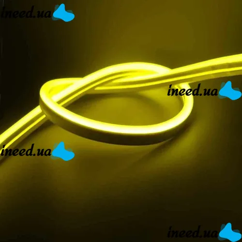Світлодіодна силіконова стрічка LED NEON 0729 Yellow 5 м з блоком живлення, універсальна неонова гнучка підсвітка 12v-220v 5m в силіконі Жовта