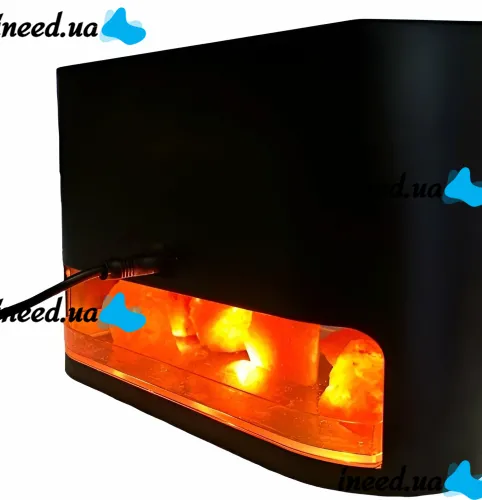 Настільний зволожувач повітря нічник з соляними каменями Docsal Flame Aroma Diffuser CAO з LED підсвічуванням 5W, соляна лампа аромадифузор Чорний