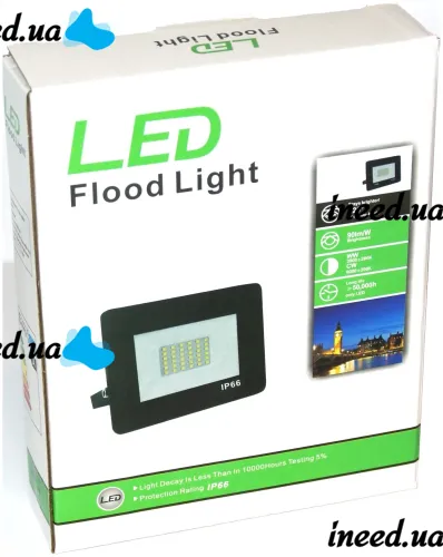 Светодиодный уличный прожектор 100W LED Flood Light Series 2 UKC FL-100 с монтажным креплением на кронштейн, Дневной фонарь 100 Вт IP66 6400К для улицы от сети