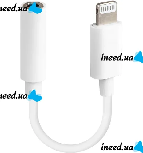 Універсальний кабель аудіо перехідник для навушників Lightning на 3.5 mm Aux Headphone Adapter J-002, Адаптер USB-C для телефону IPhone Білий