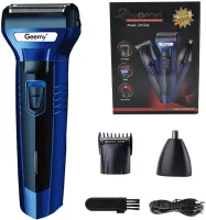 Gemei GM-566 3in1 Cordless Electric Shaver for Cutting Hair with Attachments Trimmer Clipper, Rechargeable Razor for Nose, Ears and eyebrows