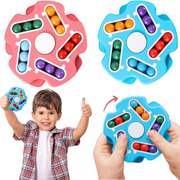 Children's Educational Spinner Fidget Spinner Magic Cube Pink,Blue, Rotating Magic Puzzle Toy for Children from 3 years Old, Antistress