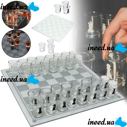 Gift Game Set Drunken Chess Game Chess GB-086 table alcohol game 25x25 cm set of chess glasses and a glass board for adults
