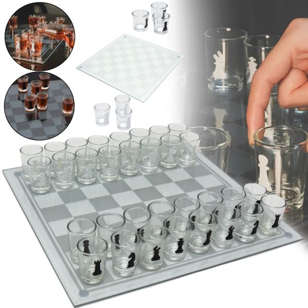 Подарочный игровой набор Пьяные шахматы Game Chess GB-086 настольная алко игра 25х25 см комплект шахмат рюмок и стеклянной доской для взрослых