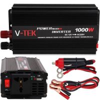 Автомобильный инвертор V-TEK PowerMaxx SSK-1000W 12V-220V, Авто преобразователь напряжения тока 12В 1000Вт от прикуривателя и аккумулятора Черный