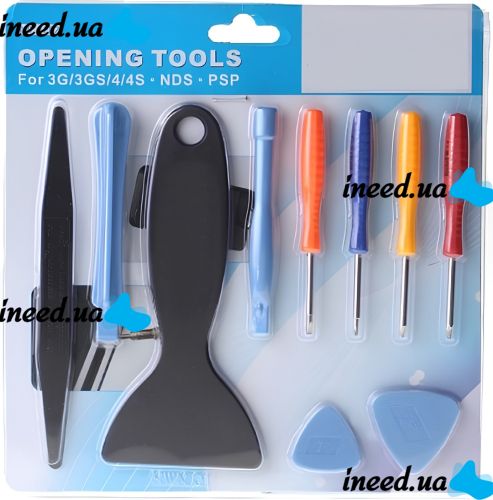 Набор ручных инструментов для разборки телефонов Opening Tools 1202 10 в 1 универсальный комплект отвёрток для вскрытия и ремонта электроники