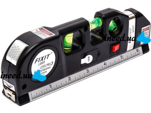 Fixit Laser Levelpro 3 Laser Liquid Level Construction Laser Ruler 2.5 meters Leveling Device with built-in tape measure on batteries