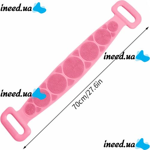 Silicone Double-Sided Body Scrubber, 70 cm, Body Scrubber and Massager, Shower and Bath Massage Brush with Handles, Silica Gel Bath Brush